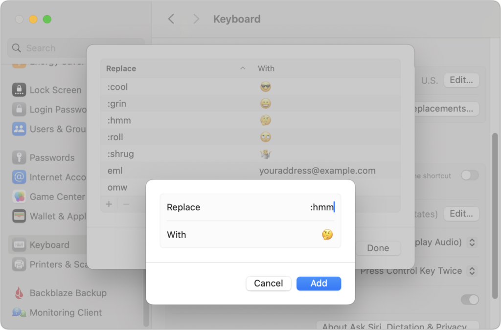 Insert Emoji More Easily with Text Replacements